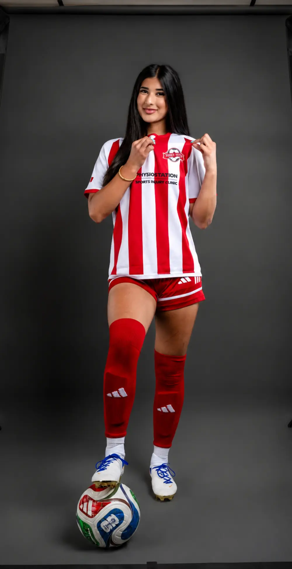Soccer athlete posing during a professional media day